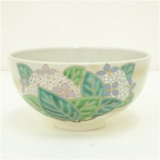 画像2: 京焼　手塚桐鳳造　仁清写紫陽花文茶碗（共箱） (2)