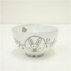 画像2: 長山窯造　粉引卯の絵茶碗（共箱） (2)