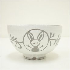 画像3: 長山窯造　粉引卯の絵茶碗（共箱） (3)