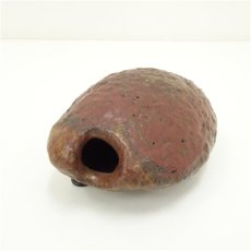 画像4: 村岡修至造　柿釉掛花生（共箱） (4)