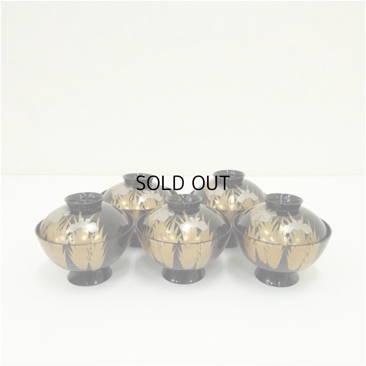 画像2: 菖蒲蒔絵吸物椀5客（共箱） (2)