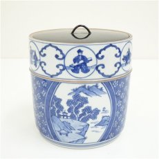 画像2: 京焼　清閑寺窯　杉田祥平造　祥瑞丸紋人物窓枠山水画水指（共箱） (2)