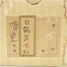 画像5: 大徳寺　細合喝堂筆　「白鶴舞老松」一行書　肉筆紙本掛軸（共箱） (5)