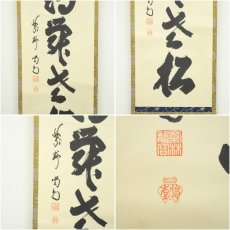 画像6: 大徳寺　細合喝堂筆　「白鶴舞老松」一行書　肉筆紙本掛軸（共箱） (6)