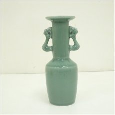 画像3: 清宝窯造　青磁双耳鶴首花入（共箱） (3)