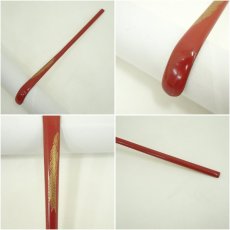 画像6: 輪島塗　朱漆塗柳蒔絵茶杓（共箱） (6)