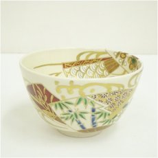 画像2: 京焼　加藤松香造　仁清扇面流し茶碗（共箱） (2)