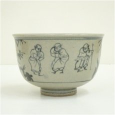 画像3: 膳所焼　岩崎新定造　安南写七賢人絵茶碗（共箱） (3)