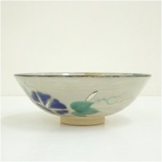 画像4: 京焼　鳴滝窯　橋本城岳造　乾山写刷毛目朝顔文平茶碗（共箱） (4)