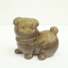 画像2: 備前焼　利陶苑　金重陶弘造　犬置物（箱付） (2)