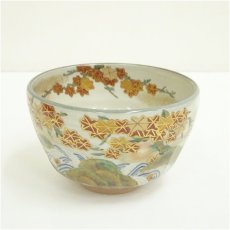 画像2: 京焼　橋本紫雲造　龍田川文茶碗（共箱） (2)