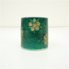 画像3: 萬古焼　加賀瑞山造　青釉利休桜蓋置（共箱） (3)