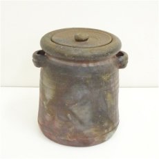 画像2: 備前焼　伊勢崎競造　耳付水指（共箱） (2)