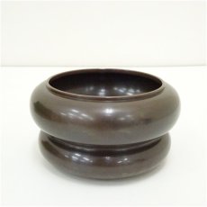 画像2: 唐銅風炉師　黒瀬宗康造　砂張銅瓢箪建水（共箱） (2)