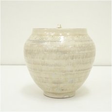 画像4: 柿花窯造　三島連珠文水指（替蓋付）（共箱） (4)