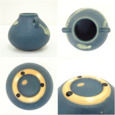 画像6: 京焼　谷口良三造　碧燦耳付花瓶（共箱） (6)