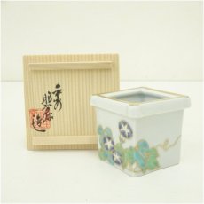 画像1: 京焼　高野昭阿弥造　色絵井桁蓋置（共箱） (1)