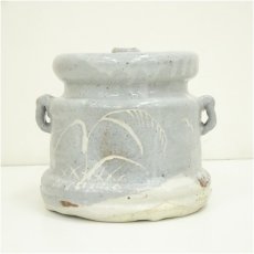 画像3: 大萱窯　加藤弥右衛門造　鼠志野耳付水指（共箱） (3)