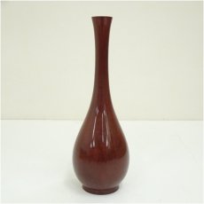 画像3: 松寿堂造　朱堂鶴首一輪挿花瓶（共箱） (3)