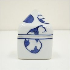 画像4: 京焼　手塚祥堂造　染付茄子香合（共箱） (4)