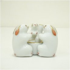 画像2: 京焼　高野昭阿弥造　三つ兎蓋置（共箱） (2)