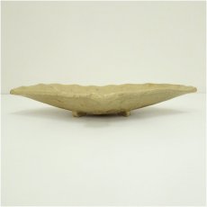 画像2: 葵窯　竹里庵　加藤春二造　黄瀬戸寿恵廣末広皿（共箱） (2)