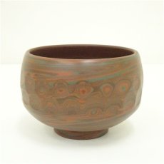 画像2: 常滑焼　作家物　練上茶碗（箱付） (2)