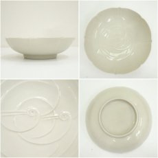 画像6: 京焼　加藤渓山造　牙黄磁双鶴鉢（共箱） (6)