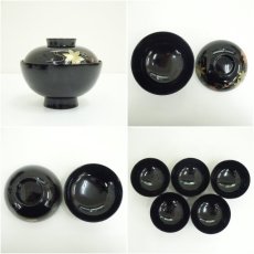 画像6: うるし芸　米永造　漆塗春秋蒔絵吸物椀5客セット（共箱） (6)