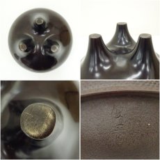 画像10: 釜師　人間国宝　高橋敬典・風炉師　金谷浄雲造　唐銅朝鮮風炉・南鐐撮霰真形釜添（共箱） (10)