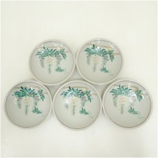 画像2: 九谷焼　利岡光仙造　銘々皿5客（共箱） (2)