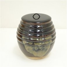 画像2: 膳所焼　岩崎新定造　捻貫水指（即中斎花押・箱書）（共箱） (2)