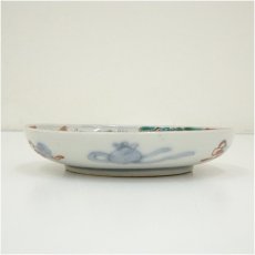 画像4: 古伊万里　染付色絵鳥松文四寸皿5客 (4)