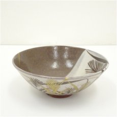 画像2: 京焼　清閑寺窯　杉田祥平造　色絵乾山尾花画平茶碗（共箱） (2)