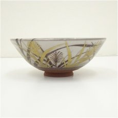画像4: 京焼　清閑寺窯　杉田祥平造　色絵乾山尾花画平茶碗（共箱） (4)