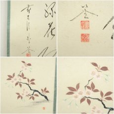 画像6: 前大徳　佐藤朴堂筆　「柳深花紅」竹林筆　桜画賛　肉筆紙本掛軸（共箱） (6)