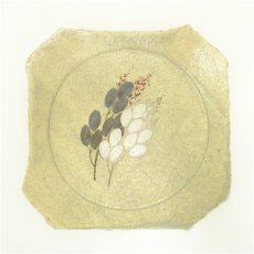 画像2: 番浦史郎造　萩文絵皿（共箱） (2)