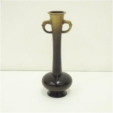 画像2: 昇雲造　鋳銅花生（共箱） (2)