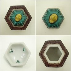 画像6: 九谷焼　角福印　色絵花鳥図六角香炉 (6)