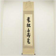 画像1: 大徳寺　長谷川寛州筆　「青松多寿色」一行書　肉筆紙本掛軸（共箱） (1)