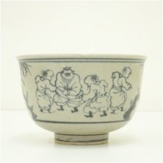 画像4: 膳所焼　岩崎新定造　安南写七賢人絵茶碗（共箱） (4)