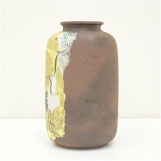 画像4: 九谷焼　北村隆造　金彩鶴花瓶（共箱） (4)