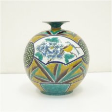 画像4: 九谷焼　糖川孝之造　吉田屋割取花鳥花瓶（共箱） (4)