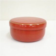 画像2: 象彦造　朱漆塗千筋菓子器（箱付） (2)