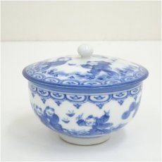 画像2: 三河内焼　平戸雅松造　染付七人唐子図煎茶碗5客 (2)