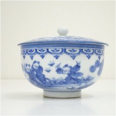 画像3: 三河内焼　平戸雅松造　染付七人唐子図煎茶碗5客 (3)
