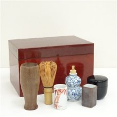 画像1: 溜塗茶箱セット (1)