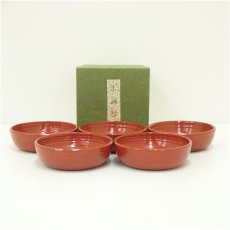 画像1: 象彦造　根来塗木皿5客（箱付） (1)