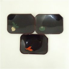 画像4: 象彦造　漆塗銘々盆5客（箱付） (4)