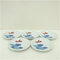 画像2: 有田焼　今泉今右衛門造　錦花絵銘々皿5客（共箱） (2)